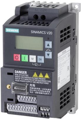 Siemens frekvensomformer SINAMICS V20 0.37kW 2.3A 1x230V IP20, Uten Filter